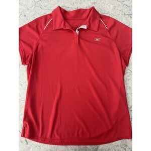 Reebok Women's Large Classic Short Sleeve Golf Polo Shirt Red W/ White Trim